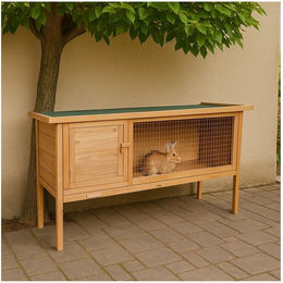 HTI-Living Kleintierstall aus Holz für Kaninchen und Meerschweinchen mit herausziehbarer Wanne in Braun – Bild 1 von 2