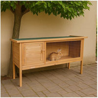 Produktbild von HTI-Living Kleintierstall aus Holz für Kaninchen und Meerschweinchen mit herausziehbarer Wanne in Braun