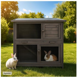 HTI-Living Kleintierstall aus Holz in Grau für Kaninchen – Bild 1 von 1