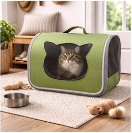 HTI-Living Tiertransporttasche für Katzen in Grün mit Fenster und Belüftung – Bild 1 von 2