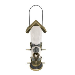 HTI-Living Vogelfutterspender Nessa Röhre Futtersäule aus Kunststoff in Metallic Gold zum Hängen – Bild 1 von 9