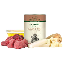 Produktbild von Hubertus Gold Junior Hundefutter Lamm und Rind mit Pastinaken und Kohlrabi mit hohem Fleischanteil 400g