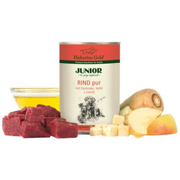 Produktbild von Hubertus Gold Junior Hundefutter Rind mit hohem Fleischanteil in Sauce 400g