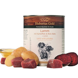 Produktbild von Hubertus Gold Premium Hund Nassfutter Lamm und Rind mit Kartoffeln und Roter Bete sowie Leinöl getreidefrei Sensitive 800g