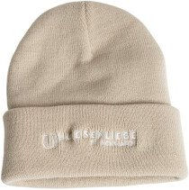 Hufeisenliebe Beanie Mütze aus Acryl-Faser in Beige für den Winter – Bild 1 von 3