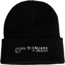Hufeisenliebe Beanie Mütze aus Acryl-Faser in Schwarz für den Winter – Bild 1 von 3