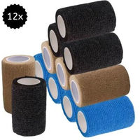 Produktbild von Hufeisenliebe PetPerfekt Gamaschen Bandagen für Pferde 7,5cm x 4,5m 12er Pack Schwarz Beige Rot