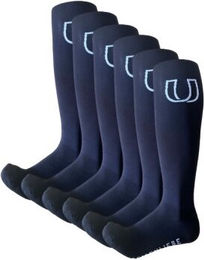 Hufeisenliebe Reitsocken aus Baumwolle mit verstärktem Fuß Blau Größe L – Bild 1 von 3