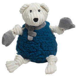 Produktbild von HuggleHounds Hundespielzeug Fluffer Knottie Bear aus Fleece in Blau Größe L
