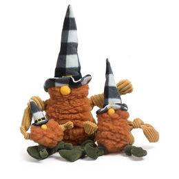 Produktbild von HuggleHounds Hundespielzeug Harvest Gnome Knottie Quietschspielzeug aus Fleece für Welpen Größe XS Bunt
