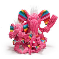 Produktbild von HuggleHounds Hundespielzeug Rainbow Elephant Knottie Plüsch für Welpen Größe XS Bunt