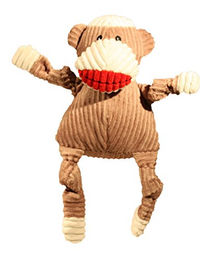 HuggleHounds Hundespielzeug Sock Monkey Knottie Plüschspielzeug aus Cord Größe L Braun – Bild 1 von 4