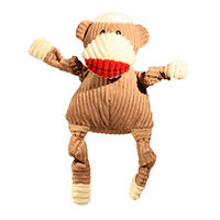 Produktbild von HuggleHounds Hundespielzeug Sock Monkey Knottie Plüschspielzeug aus Cord Größe L Braun