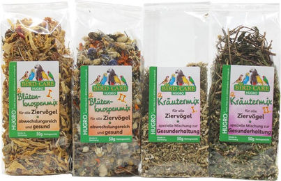 Hugro Kräuter und Blütenmix Set für Wellensittiche, Kanarienvögel und Papageien 4 x 50 g – Bild 1 von 1