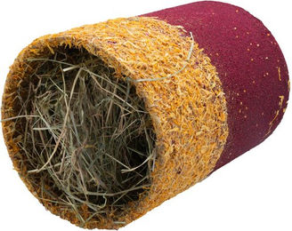 Produktbild von Hugro Nager-Knabbertunnel Heu-Duett mit Hibiskus, Hirse, Ringelblume und Rosenblättern für Kaninchen 680 g