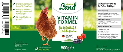 HÜHNER Land Vitamin Formel Ergänzungsfutter für Hühner und Wachteln mit Vitaminen und Mineralstoffen 500g - 500 g – Bild 1 von 7