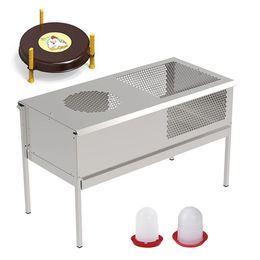 Produktbild von Hühnerbaron Kükenaufzuchtbox aus Metall mit Wärmeplatte, Hühnertränke und Futtertrog für bis zu 50 Küken oder Enten