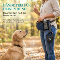 Produktbild von HUND IST KÖNIG Futterbeutel für Hunde als Leckerlitasche mit Kotbeutelspender in Blau aus Polyester