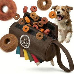HUND IST KÖNIG Futterdummy für Hunde Apportierbeutel aus Nylon mit Handschlaufe Braun - 0,7 l – Bild 1 von 8