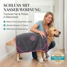 HUND IST KÖNIG Hundehandtuch aus Mikrofaser extra saugfähig XL Grau - 1 Stk. – Bild 1 von 12