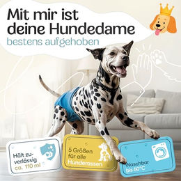 HUND IST KÖNIG Hundewindeln für Hündinnen Blau Größe M aus Polyester mit 3-Fach Justierung 3 Stück – Bild 1 von 8