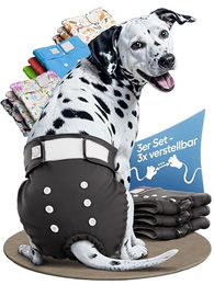 HUND IST KÖNIG Hundewindeln für Hündinnen Schwarz Größe M 3 Stück wasserdicht und 3-fach justierbar – Bild 1 von 8