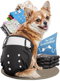 HUND IST KÖNIG Hundewindeln für Hündinnen XS Schwarz aus Polyester wasserdicht mit 3er Pack – Bild 1 von 8