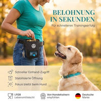 Produktbild von HUND IST KÖNIG Leckerlibeutel Futterbeutel für Hunde aus Stoff mit Kotbeutelspender