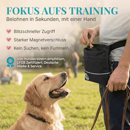 HUND IST KÖNIG Leckerlietasche für Hunde mit Magnet-Verschluss und 2 Zip-Fächern aus Polyester Größe L – Bild 1 von 11