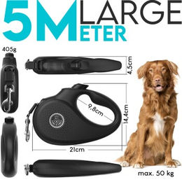 HUND IST KÖNIG Rollleine für Hunde Schwarz Größe L - 5 m – Bild 1 von 2