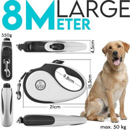 HUND IST KÖNIG Rollleine für Hunde Schwarz Weiß XL - 8 m – Bild 1 von 2