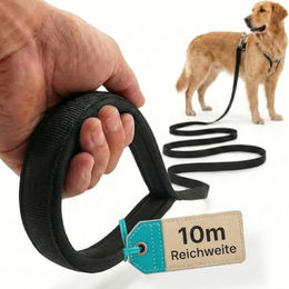 HUND IST KÖNIG Schleppleine für Hunde 10m Schwarz mit Neopren-Handschlaufe und wasserabweisender Eigenschaft - 10 m – Bild 1 von 11