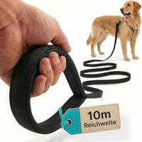 Produktbild von HUND IST KÖNIG Schleppleine für Hunde 10m Schwarz mit Neopren-Handschlaufe und wasserabweisender Eigenschaft - 10 m