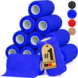 HUND IST KÖNIG Selbstklebende Bandage Blau aus Baumwolle für Mensch und Tier 12 Stück 10 cm x 47 m - 12 x 4,7 m – Bild 1 von 9