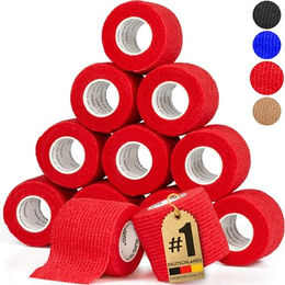 HUND IST KÖNIG Selbstklebender Verband aus Baumwolle für Mensch und Tier Rot 12 Stück 5 cm x 47 m - 12 x 4,7 m – Bild 1 von 10