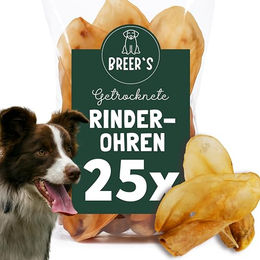 Hunde Helden Naturkauartikel Getrocknete Rinderohren für Hunde Monoprotein Hypoallergen 25 Stück – Bild 1 von 3