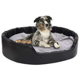 Hundebett furnicato in Schwarz-Grau aus Plüsch und Kunstleder 99x89x21 cm – Bild 1 von 8