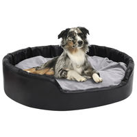 Produktbild von Hundebett furnicato in Schwarz-Grau aus Plüsch und Kunstleder 99x89x21 cm