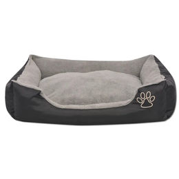 Hundebett furnicato mit gepolstertem Kissen aus Stoff Größe M Schwarz – Bild 1 von 3