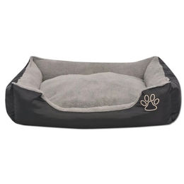 Hundebett mit gepolstertem Kissen aus Stoff in Schwarz Größe L – Bild 1 von 2