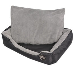 Hundebett mit gepolstertem Kissen aus Stoff in Schwarz Größe XL – Bild 1 von 5