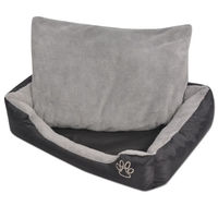 Produktbild von Hundebett mit gepolstertem Kissen aus Stoff in Schwarz Größe XL