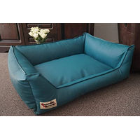 Produktbild von Hundebettenmanufaktur Hundebett aus Kunstleder für erwachsene Hunde in Blau Größe XS