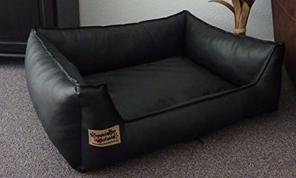 Hundebettenmanufaktur Hundebett aus Kunstleder für Hunde in Schwarz XS – Bild 1 von 3