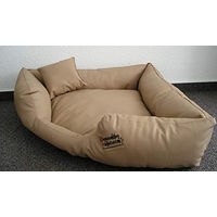 Produktbild von Hundebettenmanufaktur Hundebett Canto Eckbett Hundesofa aus Kunstleder Beige 70 cm x 70 cm - 1 Stk.