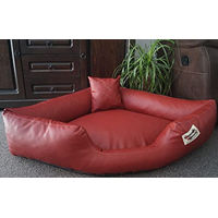 Produktbild von Hundebettenmanufaktur Hundebett Eckbett Canto aus Kunstleder Rot für erwachsene Hunde