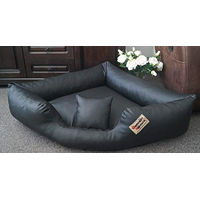 Produktbild von Hundebettenmanufaktur Hundebett Eckbett Canto aus Kunstleder Schwarz für erwachsene Hunde