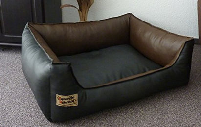 Hundebettenmanufaktur Hundebett Hundesofa aus Kunstleder für Hunde in Schwarz oder Braun von XS bis XXL – Bild 1 von 3