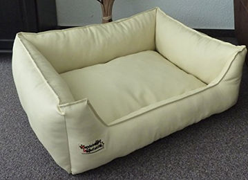 Hundebettenmanufaktur Hundebett Hundesofa aus Kunstleder in Beige Größe XS – Bild 1 von 2