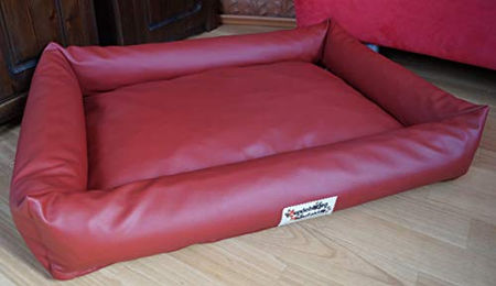 Hundebettenmanufaktur Hundebett PicoBello aus Kunstleder Rot für erwachsene Hunde – Bild 1 von 2
